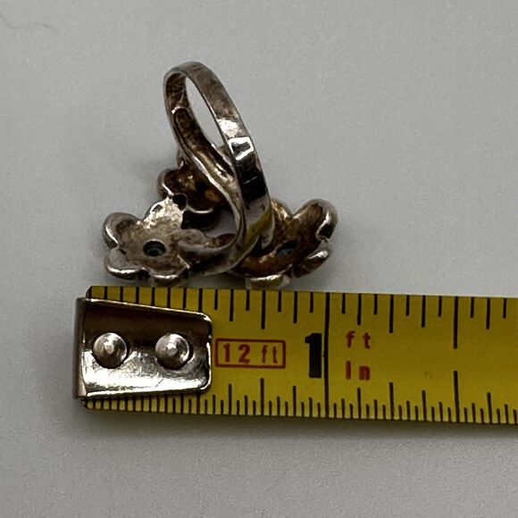 Château d’Argent Sterling Blue Mother of Pearl Triple Daisy Flower Ring sz 7.75 - Picture 12 of 13